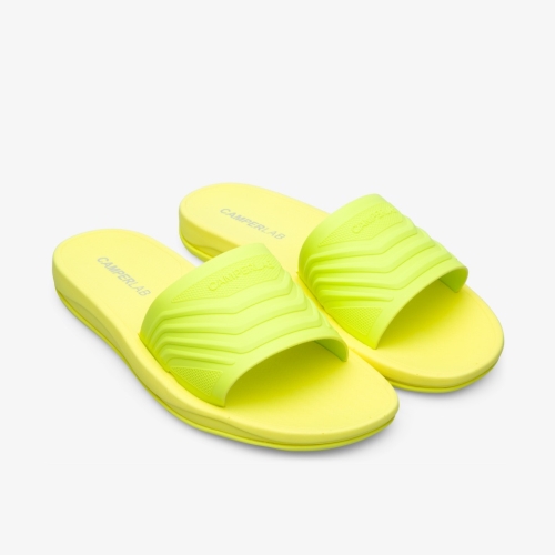 Camper Match Slides Neon Yellow - Mens Singapore VHDODB-010